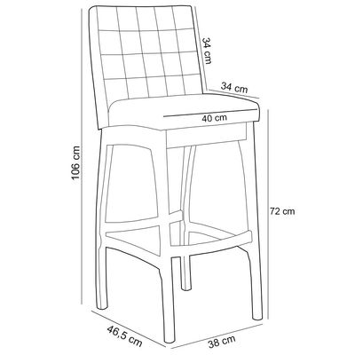 Banqueta Alta Para Cozinha Sala de Jantar Fixa Mila B04 Suede Cinza - Lyam Decor