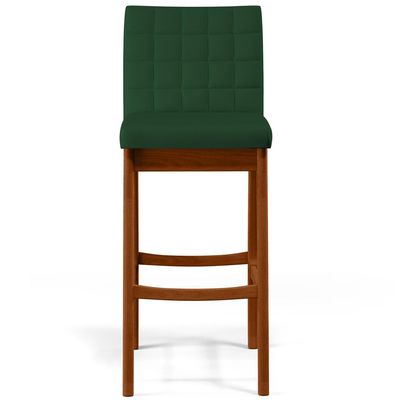 Kit 04 Banquetas Altas Para Cozinha Sala de Jantar Fixa Mila B04 Suede Verde Musgo - Lyam Decor