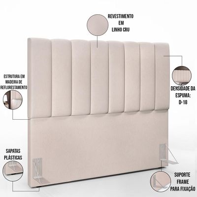 Cabeceira Cama Box Casal 140 cm Dália W01 Linho Cru - Lyam Decor