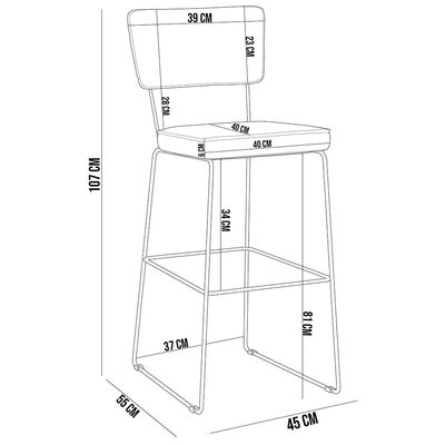 Banqueta Alta Cozinha Sala Jantar Fixa Allana L02 Couríssimo Camel Linho Cru - Lyam Decor