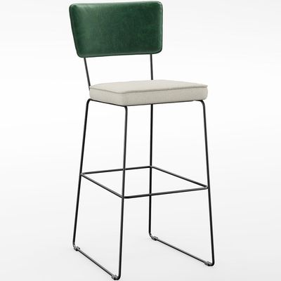 Kit 03 Banquetas Altas Sala De Jantar Fixa Allana L02 Facto Verde Musgo Linho Champagne - Lyam Decor
