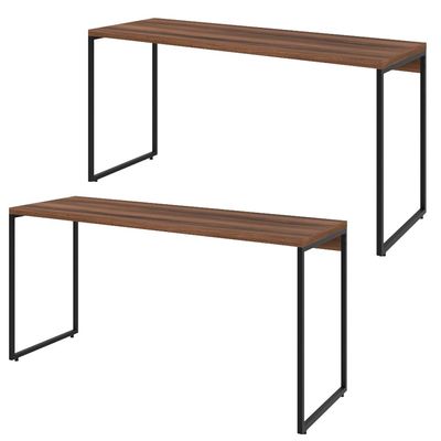Kit 02 Mesas Para Escritório e Home Office Industrial Aspen 150 cm C01 Nogal - Lyam Decor