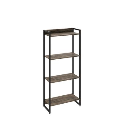 Kit Estante Areta 4 Prateleiras com Mesa Industrial Aspen 150cm C01 Carvalho Dark - Lyam Decor