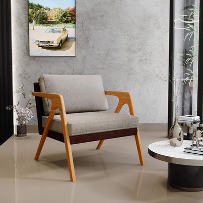 Kit 02 Poltronas Decorativas Para Sala De Estar Pietra L02 Couríssimo Marrom Linho Bege - Lyam Decor