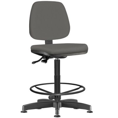 Cadeira Caixa Alta Giratória Job L02 Couro Sintético Cinza - Lyam Decor