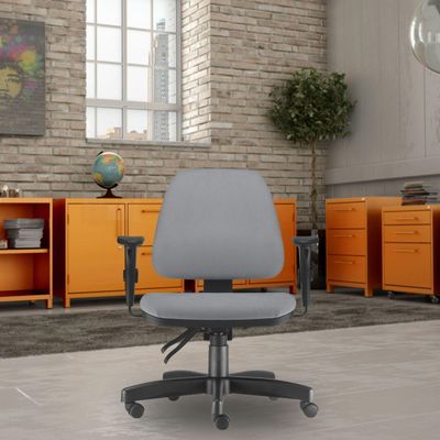 Cadeira de Escritório Giratória Executiva Ergonômica Sky L02 Couro Sintético Cinza - Lyam Decor