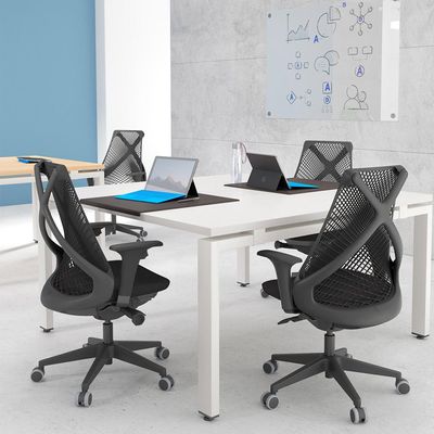Cadeira de Escritório Presidente Giratória Executiva Ergonômica Kron P03 Crepe Preto - Lyam Decor