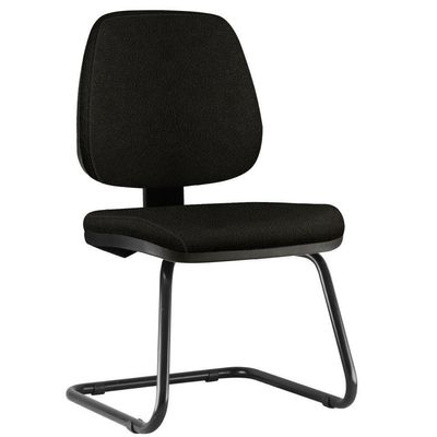 Cadeira Para Escritório Job L02 Fixa Couro Sintético Preto - Lyam Decor