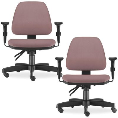 Kit 02 Cadeiras de Escritório Giratória Executiva Ergonômica Sky L02 Suede Rosê - Lyam Decor