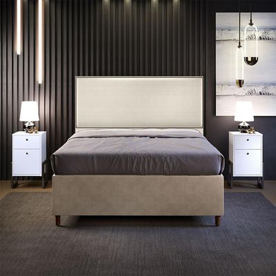 Cabeceira Box Casal Com Tachas 140 cm Vicenza L02 Facto Pérola Metalizado - Lyam Decor