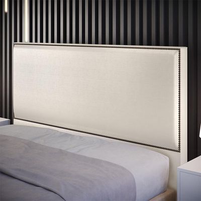 Cabeceira Box Casal Com Tachas 140 cm Vicenza L02 Facto Pérola Metalizado - Lyam Decor