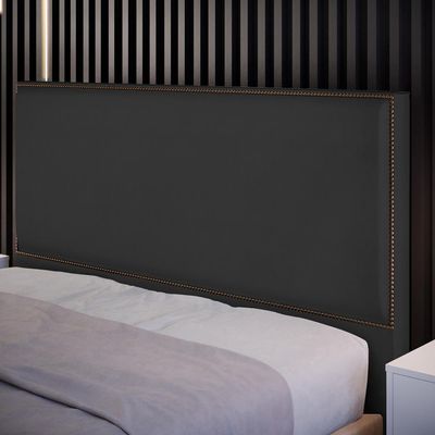 Cabeceira Cama Box Casal Com Tachas 140 cm Vicenza L02 Suede Preto - Lyam Decor