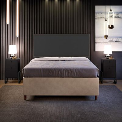 Cabeceira Cama Box Casal Com Tachas 140 cm Vicenza L02 Suede Preto - Lyam Decor