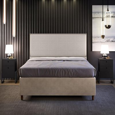 Cabeceira Cama Box Casal Com Tachas 160 cm Vicenza L02 Linho Bege - Lyam Decor