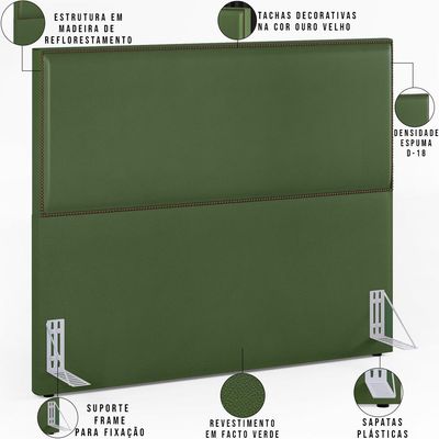 Cabeceira Cama Box Casal Queen Com Tachas 160 cm Vicenza L02 Facto Verde Musgo - Lyam Decor