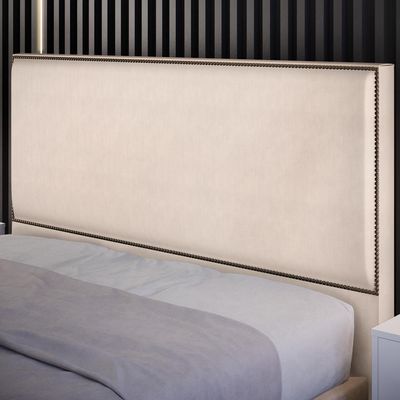 Cabeceira Cama Box Casal Queen Com Tachas 160 cm Vicenza L02 Suede Bege - Lyam Decor