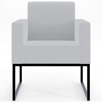 Kit 03 Poltronas Decorativas para Sala Recepção Base Fixa De Metal Helô L02 Linho Cinza - Lyam Decor