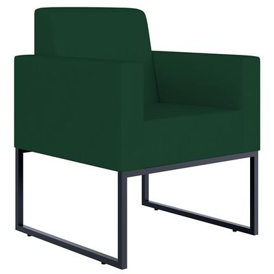Kit 03 Poltronas Decorativas Sala e Recepção Base Fixa Metal Helô L02 Suede Verde Musgo - Lyam Decor