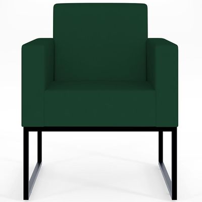 Kit 03 Poltronas Decorativas Sala e Recepção Base Fixa Metal Helô L02 Suede Verde Musgo - Lyam Decor