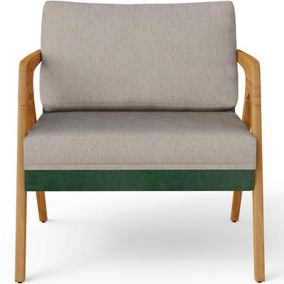 Kit 03 Poltronas Decorativas Sala Estar Pietra L02 Facto Verde Musgo Linho Bege - Lyam Decor