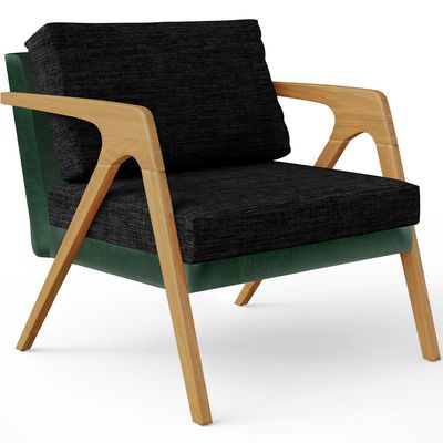 Kit 03 Poltronas Decorativas Sala Estar Pietra L02 Facto Verde Musgo Linho Chumbo - Lyam Decor