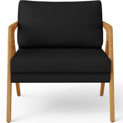 Kit 04 Poltrona Decorativa Para Sala Pietra Estrutura De Madeira L02 Corano Preto - Lyam Decor
