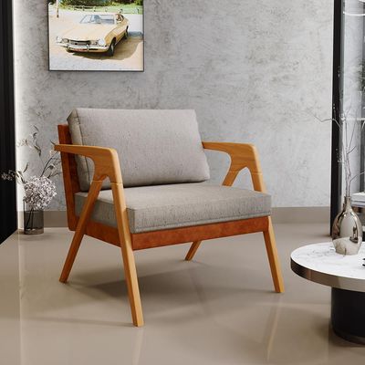 Kit 04 Poltronas Decorativas Para Sala Estar Pietra L02 Couríssimo Camel Linho Bege - Lyam Decor