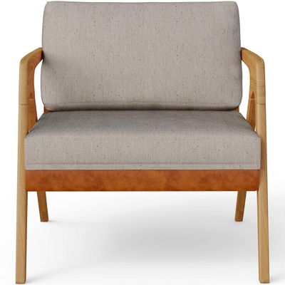 Kit 04 Poltronas Decorativas Para Sala Estar Pietra L02 Couríssimo Camel Linho Bege - Lyam Decor