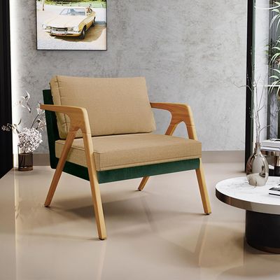 Kit 03 Poltronas Decorativas Sala Estar Pietra L02 Facto Verde Musgo Linho Bege Escuro - Lyam Decor