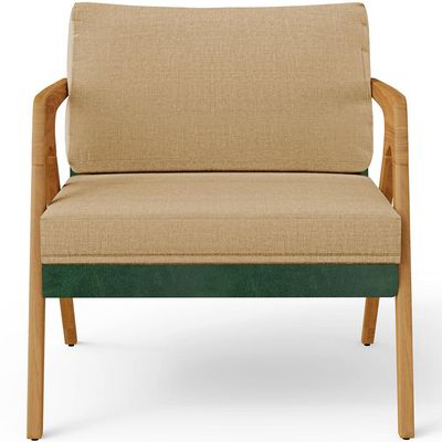 Kit 03 Poltronas Decorativas Sala Estar Pietra L02 Facto Verde Musgo Linho Bege Escuro - Lyam Decor