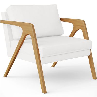 Kit 04 Poltrona Decorativa Para Sala Pietra Estrutura De Madeira L02 Corano Branco - Lyam Decor