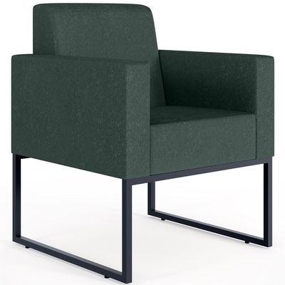 Kit 03 Poltronas Decorativa Sala Recepção Base Fixa De Metal Helô L02 Linho Verde Musgo - Lyam Decor