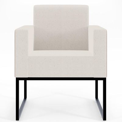 Kit 03 Poltronas Decorativas Sala Base fixa Metal Helô L02 Linho Cru Couríssimo Camel - Lyam Decor