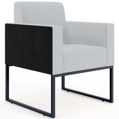 Kit 04 Poltronas Decorativas Sala Base fixa Metal Helô L02 Linho Cinza Couríssimo Preto - Lyam Decor