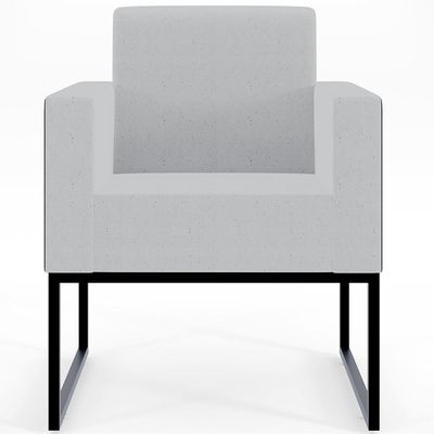 Kit 04 Poltronas Decorativas Sala Base fixa Metal Helô L02 Linho Cinza Couríssimo Preto - Lyam Decor