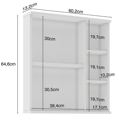 Armário Aéreo Para Banheiro 60cm Com 01 Porta E Espelho Bia B06 Branco - Lyam Decor
