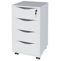 Gaveteiro Para Escritório Office com Rodízios 04 Gavetas Bit A02 Branco - Lyam Decor