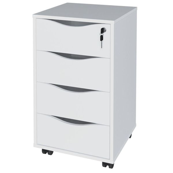 Gaveteiro Para Escritório Office com Rodízios 04 Gavetas Bit A02 Branco - Lyam Decor