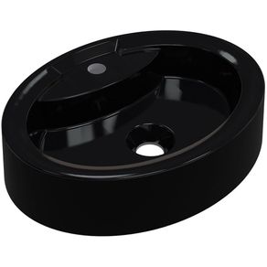 Cuba de Apoio Oval C01 Para Banheiro Onix O43 Preto Brilho - Lyam Decor