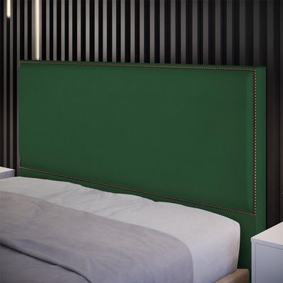 Cabeceira Box Casal King Com Tachas 195 cm Vicenza L02 Suede Verde Musgo - Lyam Decor