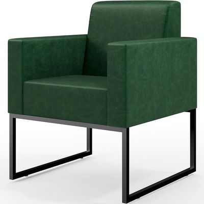 Kit 02 Poltronas Decorativas Sala Base fixa Metal Helô L02 Facto Verde Musgo - Lyam Decor