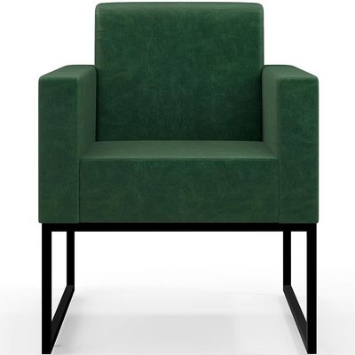Kit 02 Poltronas Decorativas Sala Base fixa Metal Helô L02 Facto Verde Musgo - Lyam Decor