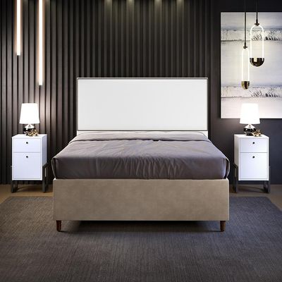 Cabeceira Box Casal King Com Tachas 195 cm Vicenza L02 Facto Branco - Lyam Decor