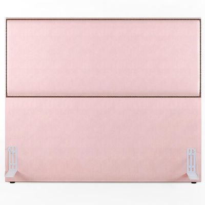 Cabeceira Box Casal King Com Tachas 195 cm Vicenza L02 Suede Rosê - Lyam Decor