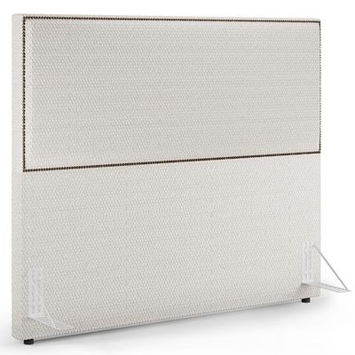 Cabeceira Box Casal Com Tachas 160 cm Vicenza L02 Bouclê Cru - Lyam Decor