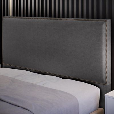Cabeceira Box Casal King Com Tachas 195 cm Vicenza L02 Linho Cinza Escuro - Lyam Decor