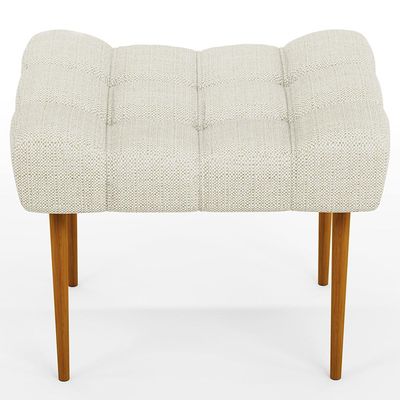 Kit 02 Puffs Decorativo Para Sala De Estar Requinte L02 Linho Champagne - Lyam Decor