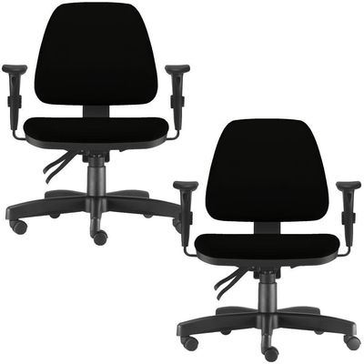 Kit 02 Cadeiras de Escritório Giratória Executiva Ergonômica Sky L02 Couro Sintético Preto - Lyam Decor