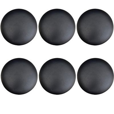 Kit 06 Assentos Redondo Banqueta Cadeira Estofados Poltronas H02 Corino Preto 35 cm - Lyam Decor