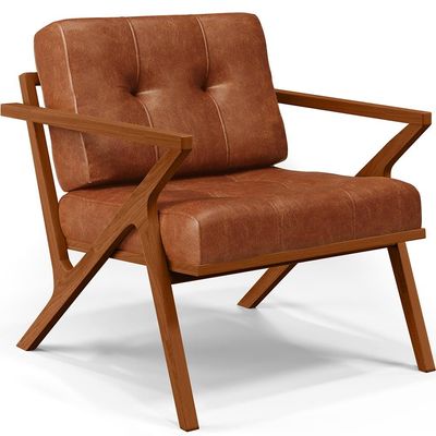 Kit 02 Poltronas Decorativas Com Cintas De Corano Laís B04 Couríssimo Camel - Lyam Decor